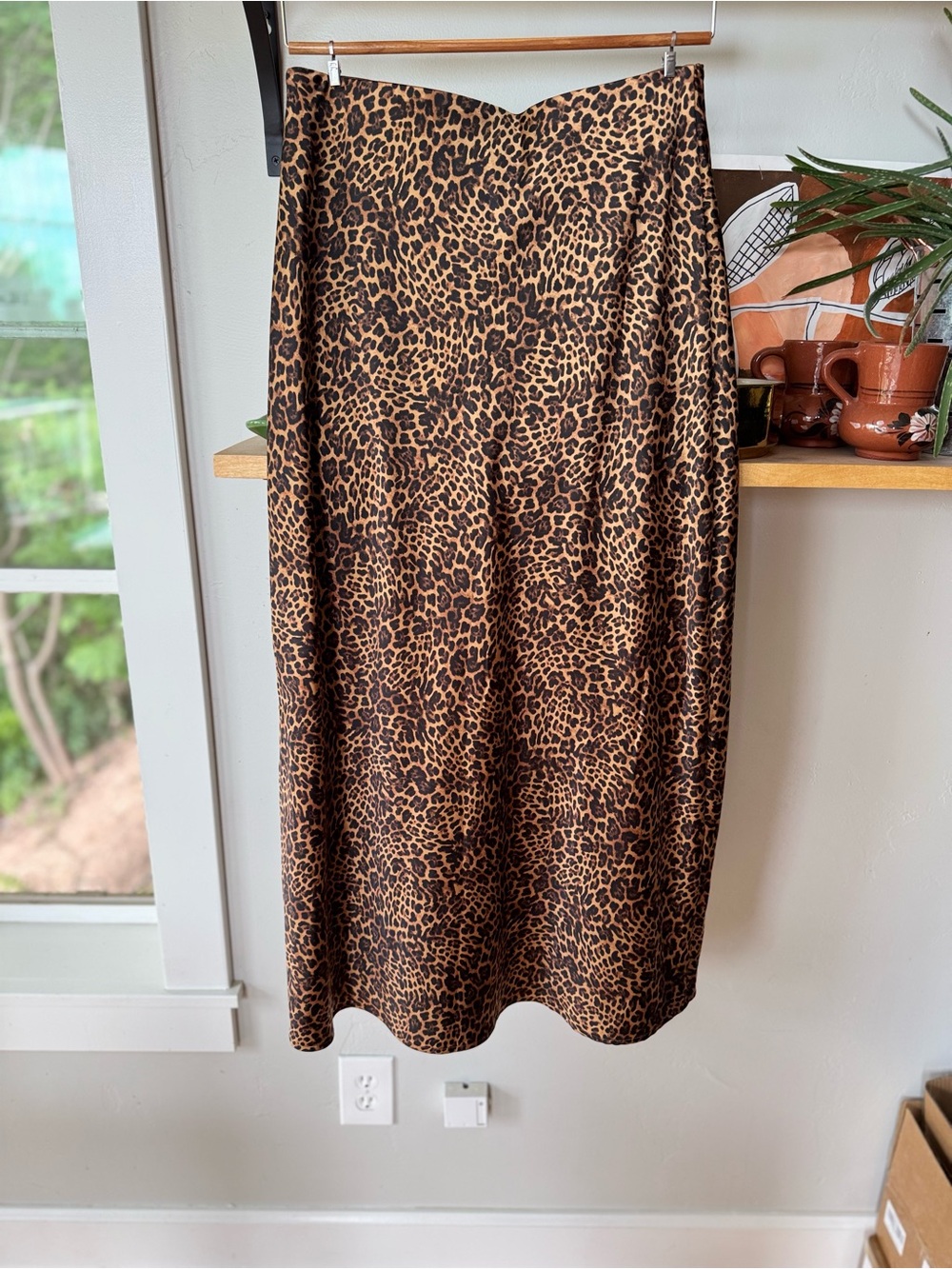 GAP Leopard Print Satin Maxi Skirt Brown and Black Size Small Tall - Picture 2 of 8